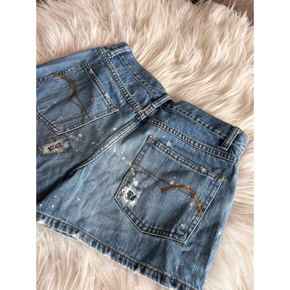 American Eagle Outfitters Women's Denim Distressed Bleach Jean Shorts Blue SZ 6 - Picture 6 of 9